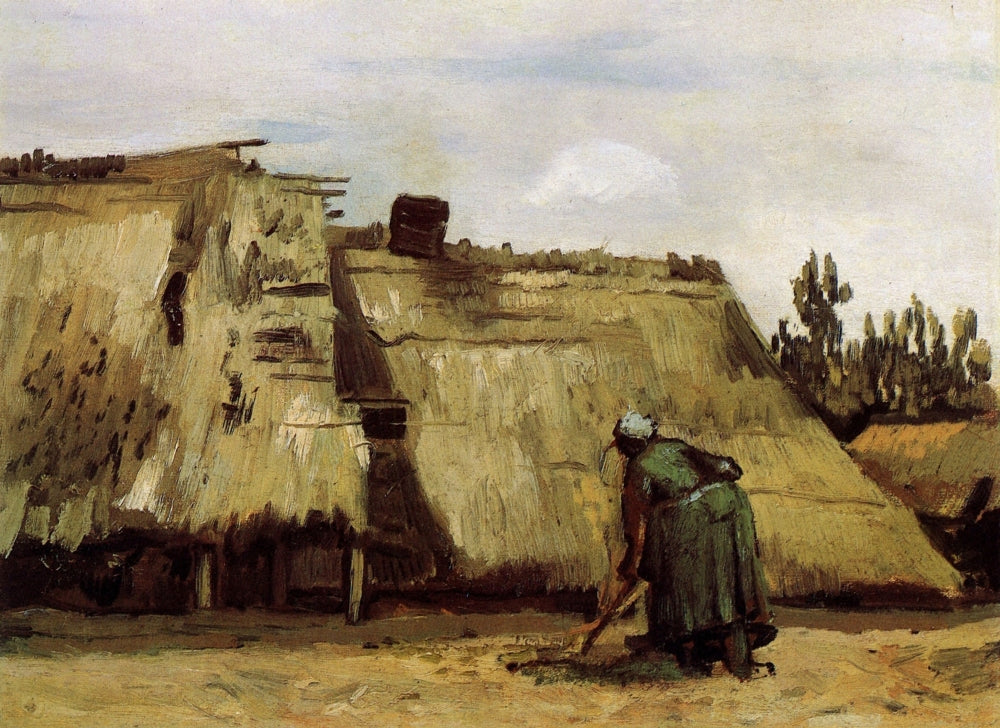 Peasant Woman Digging in Front of Her Cottage Poster Print