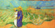 Two Women Crossing the Fields Poster Print showcasing serene countryside life.