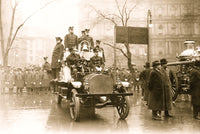 Firemen with fire engine in New York City poster print