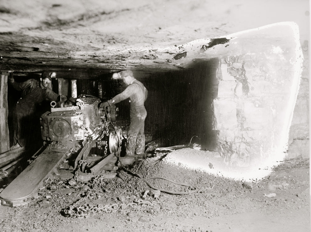 Miner operating mine machinery poster print