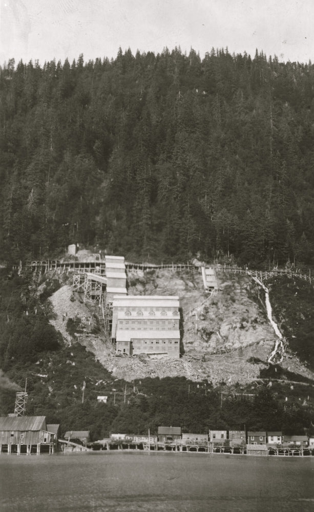 Gastineau Gold Crushing Plant Poster Print showcasing historical mining imagery.