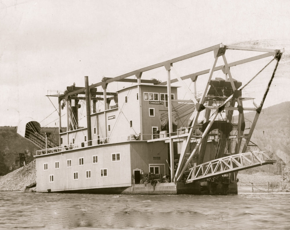 Dredge No. 3 working in the Klondike River, vintage poster print