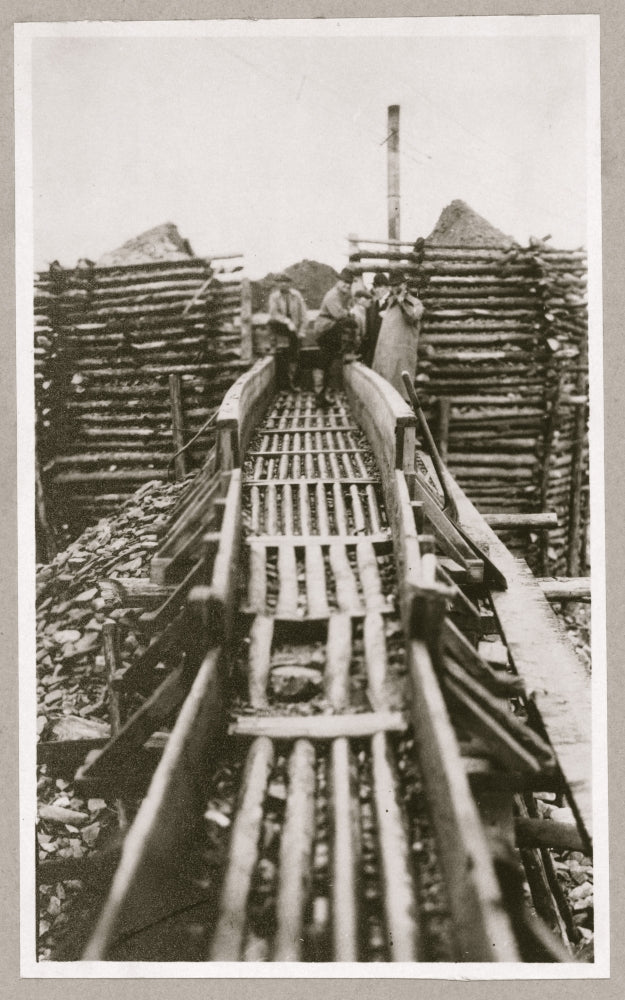Gold Mine Sluice Poster Print showcasing a scene of adventure and treasure hunting.