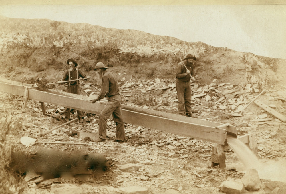 Gold Dust poster print featuring placer mining at Rockerville, Dakota.