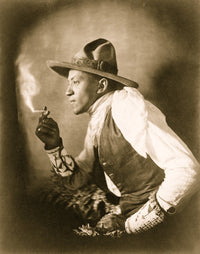 Sioux Indian Smoking Cigarette Poster Print showcasing Native American culture.