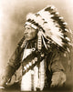 Red Bird Sioux Indian half-length portrait poster print with feathered headdress.