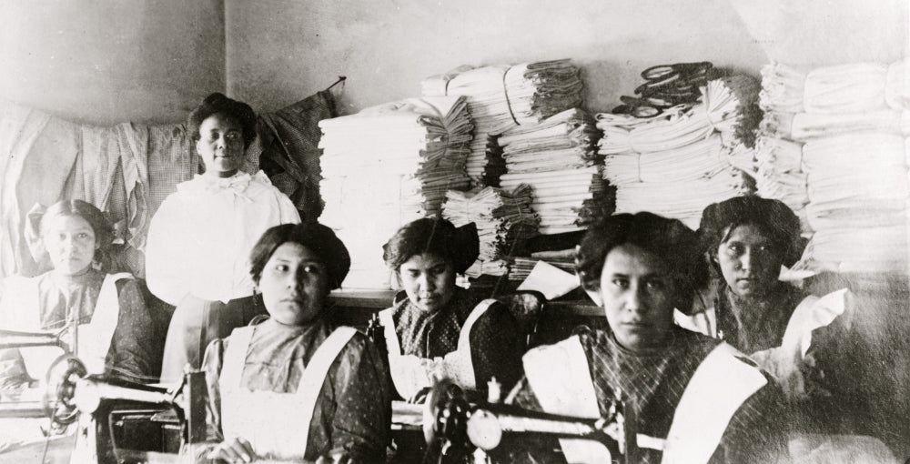 Bismarck Indian School Sewing Class Poster Print showcasing historical education.