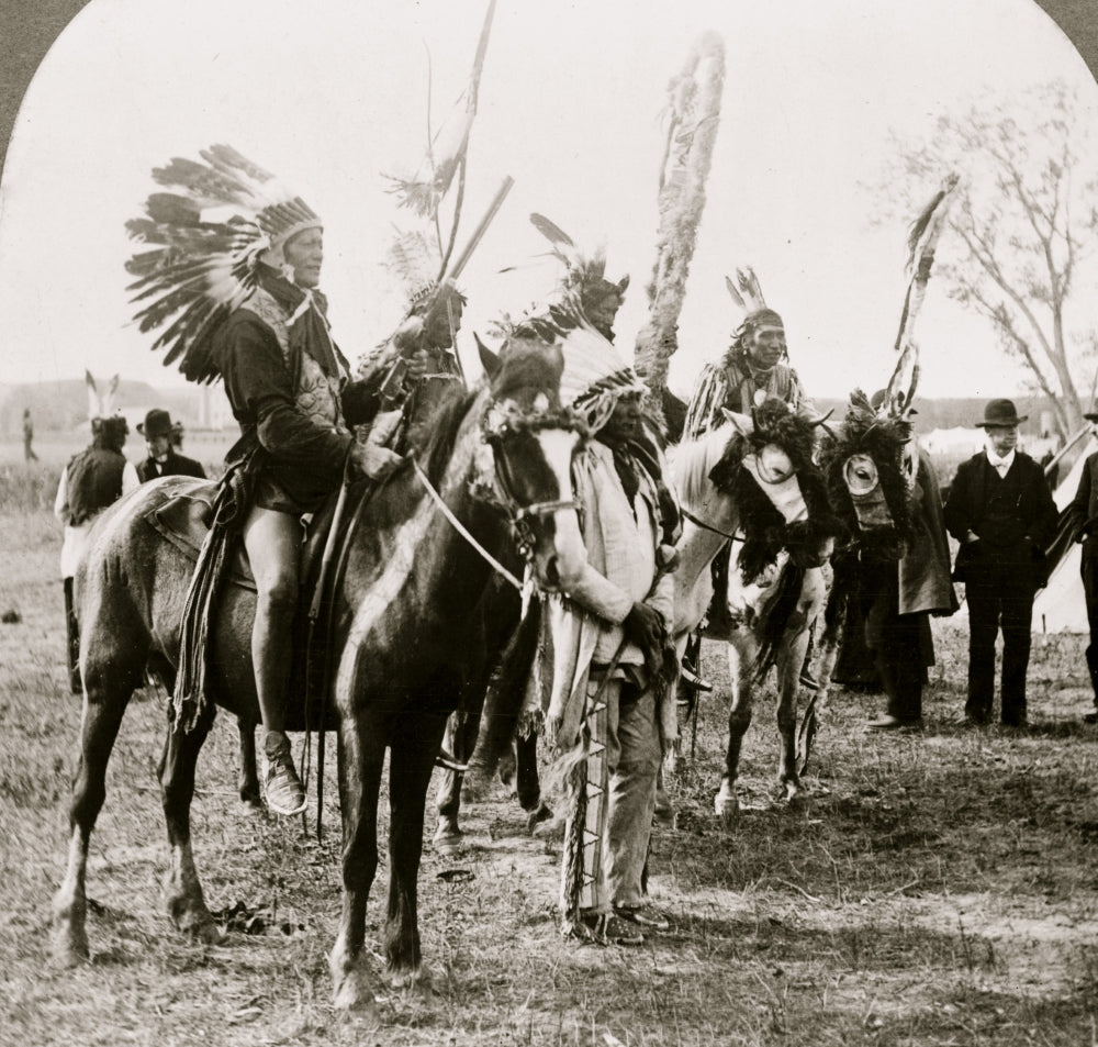 Sioux Indians and Ponies Poster Print showcasing Native American culture.