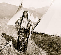 Chief Charlot full-length portrait poster print with tipis in background