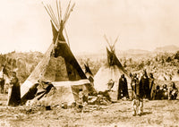 Shoshoni Indians Skin Tepees Poster Print showcasing traditional Native American culture.