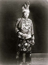 Ojibwa man full-length portrait poster print, standing with rifle.