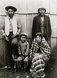 Four Coast Salish Indians poster print featuring William Mason, Chief Taxolah, Harry Mason, and an elderly woman.