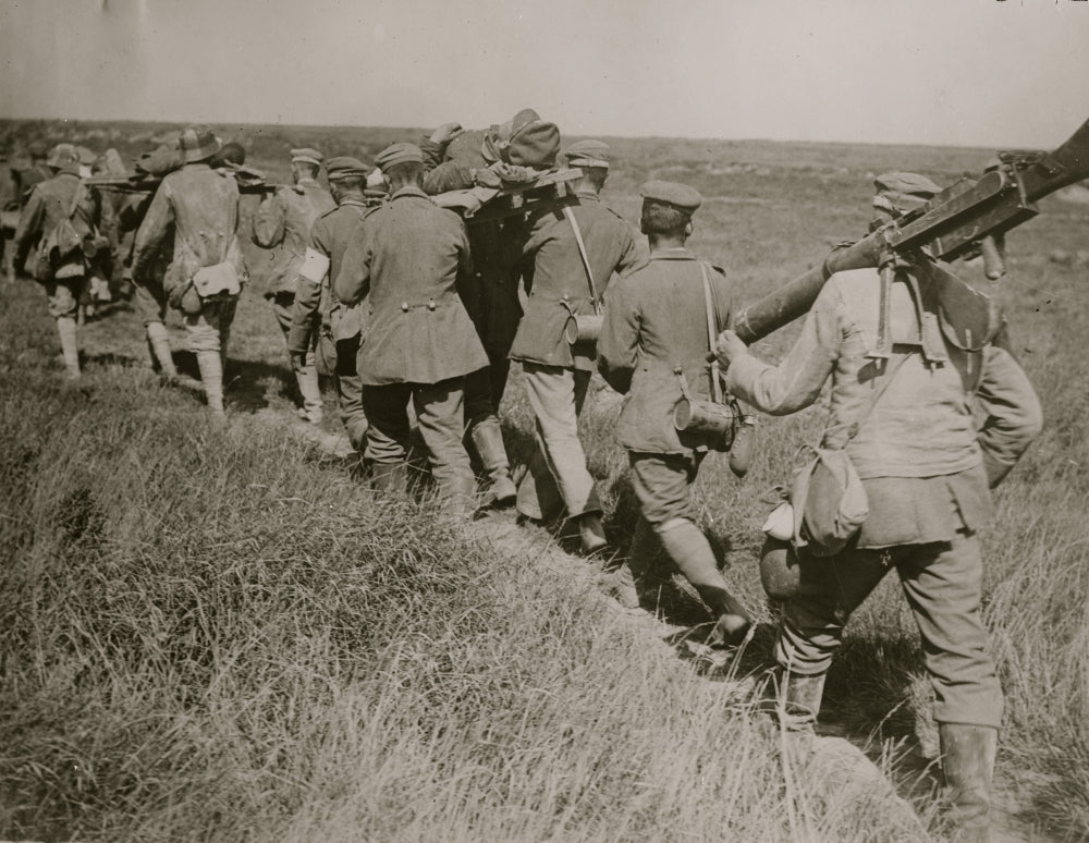 German Troops on the March with Prisoners Poster Print