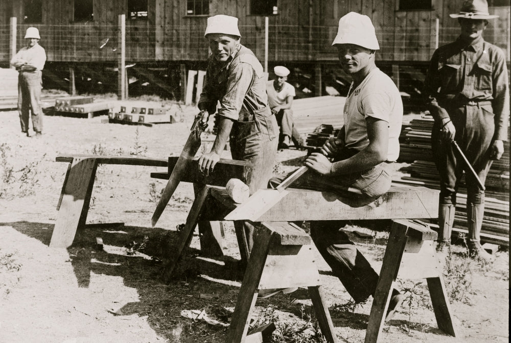 Interned Germans Building Barracks at Ft. Douglas Poster Print