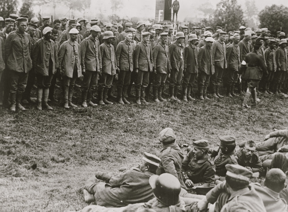 German Prisoners Lined Up for Examination Poster Print