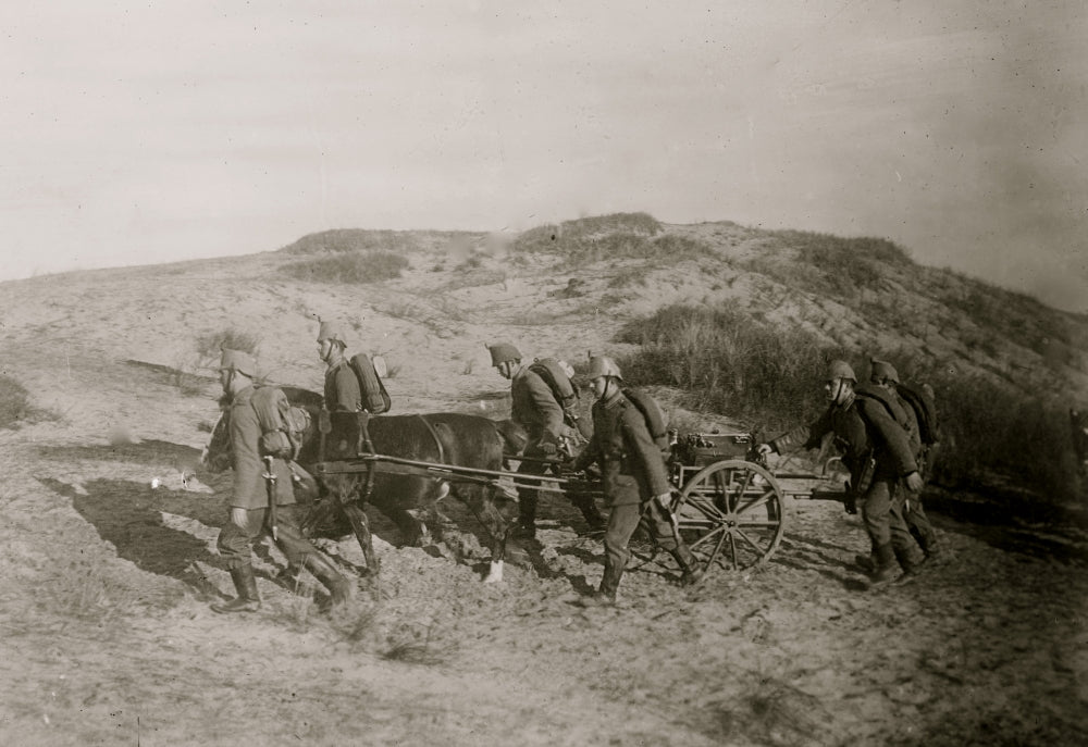 German Marine Infantry Patrol Poster Print showcasing military history.
