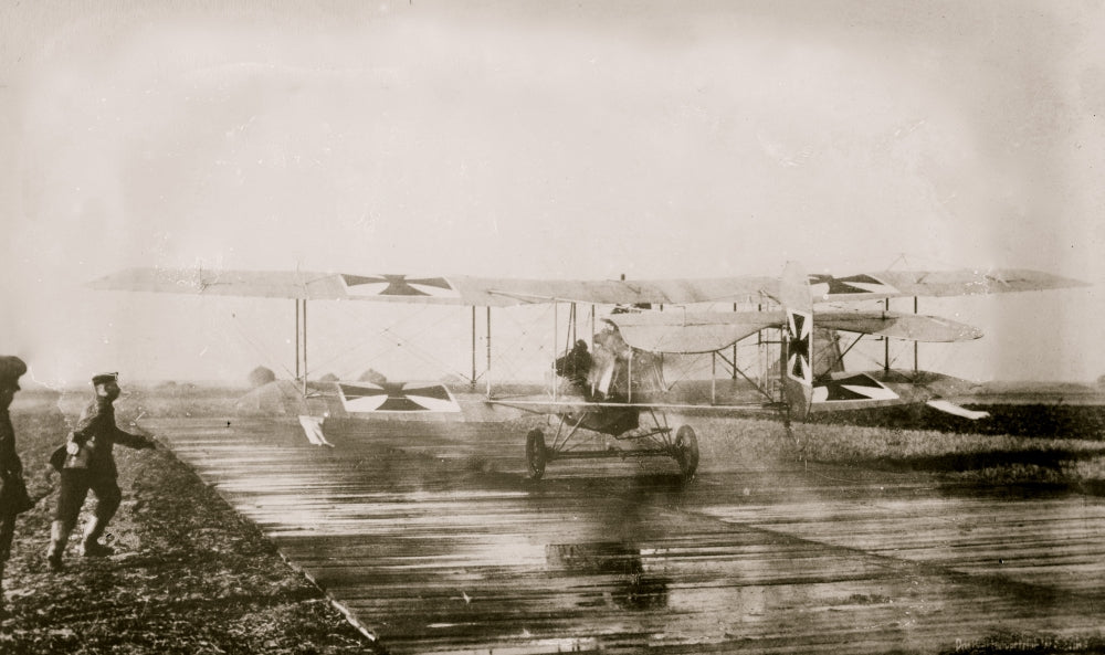 German Military Aviators on the Tarmac Poster Print showcasing aviation history.