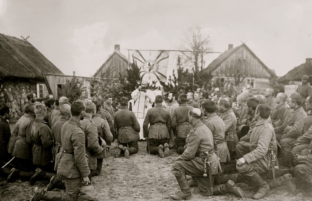 Mass for Germans Before Battle Poster Print, historical military art.