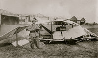 German Guarding Wrecked Plane Poster Print showcasing a historical aviation scene.