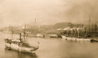 Armstrong Gun Works Docks Newcastle Poster Print showcasing historical maritime architecture.