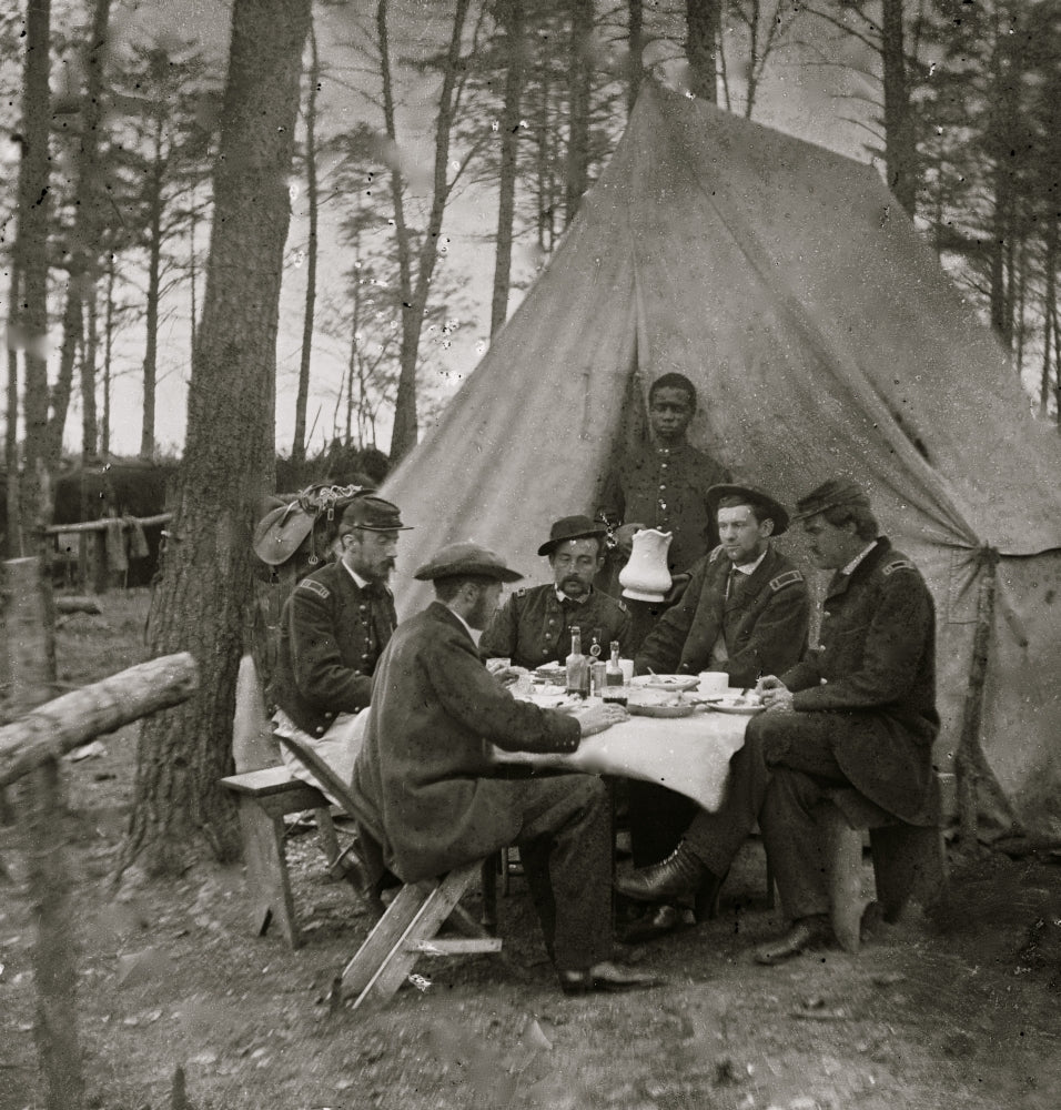 Brandy Station Dinner Party Outside Tent Poster Print depicting historical scene