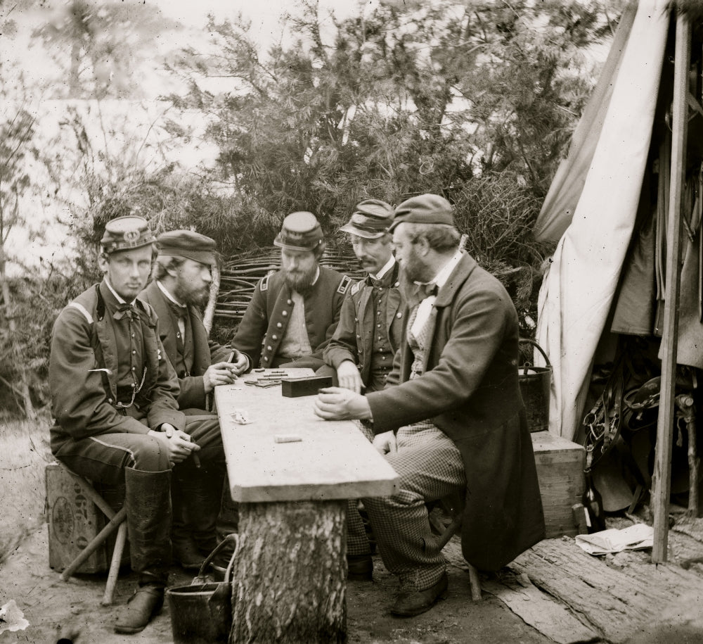 Dominoes at Camp Winfield Scott Poster Print featuring historical scene in Yorktown, VA