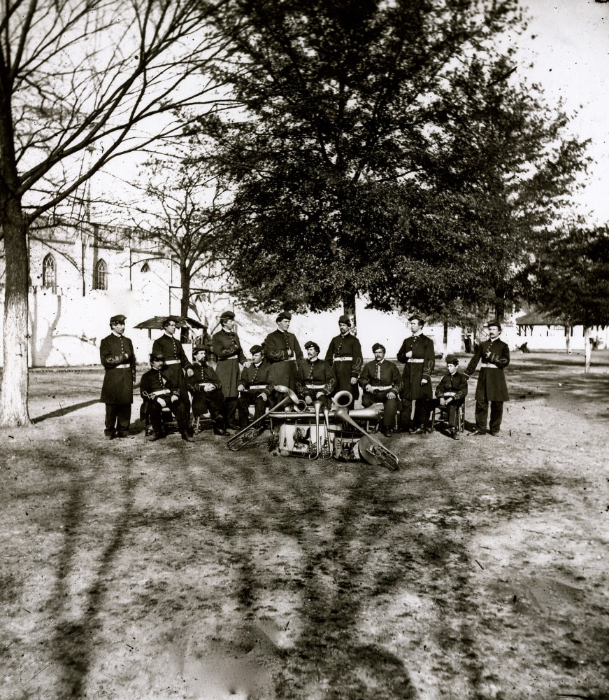 Band Group Seated Behind Their Instruments Poster Print