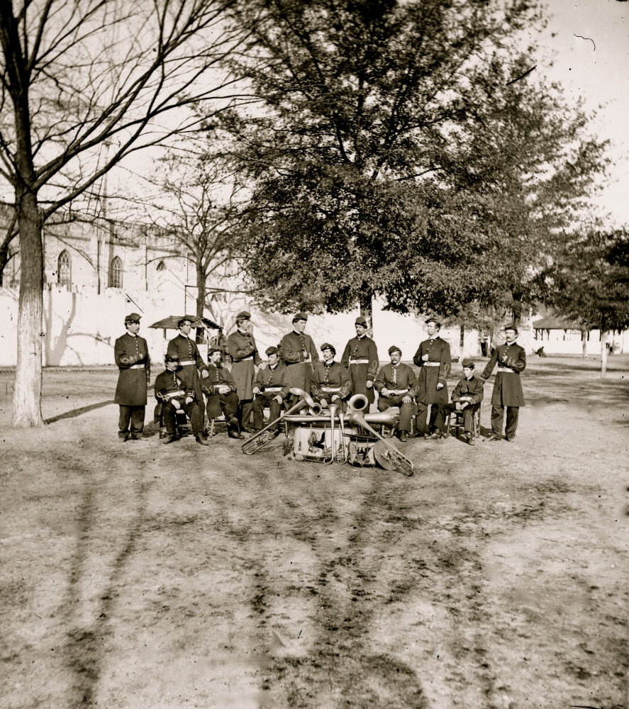 Band Group Seated Behind Their Instruments Poster Print