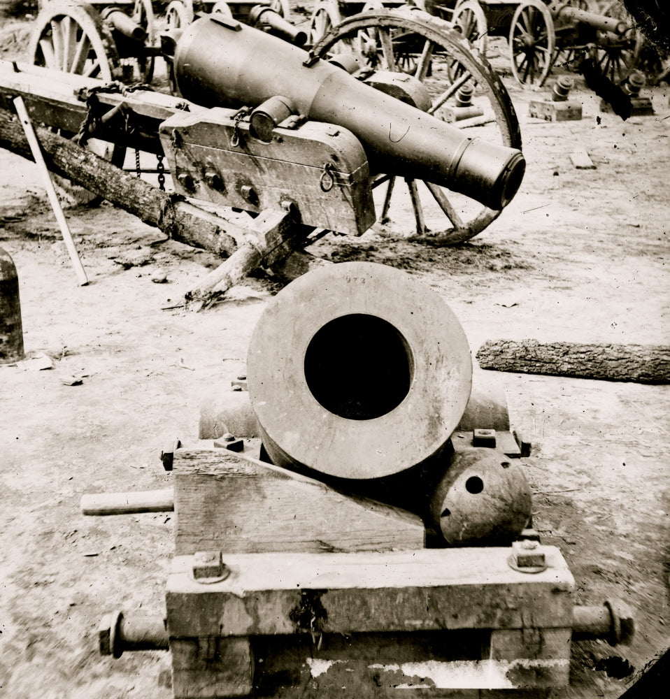 Broadway Landing on Appomattox River Poster Print featuring mortars and artillery.