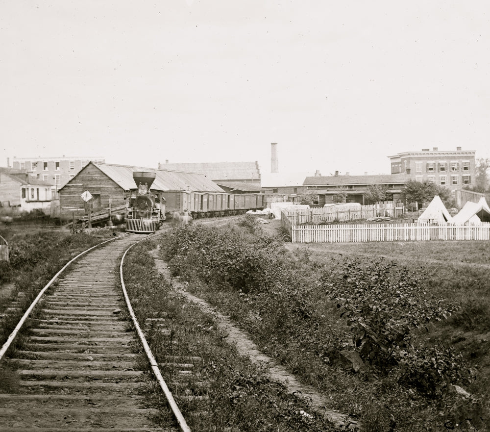 Culpeper Court House Freight Train Poster Print showcasing a historic railroad scene.