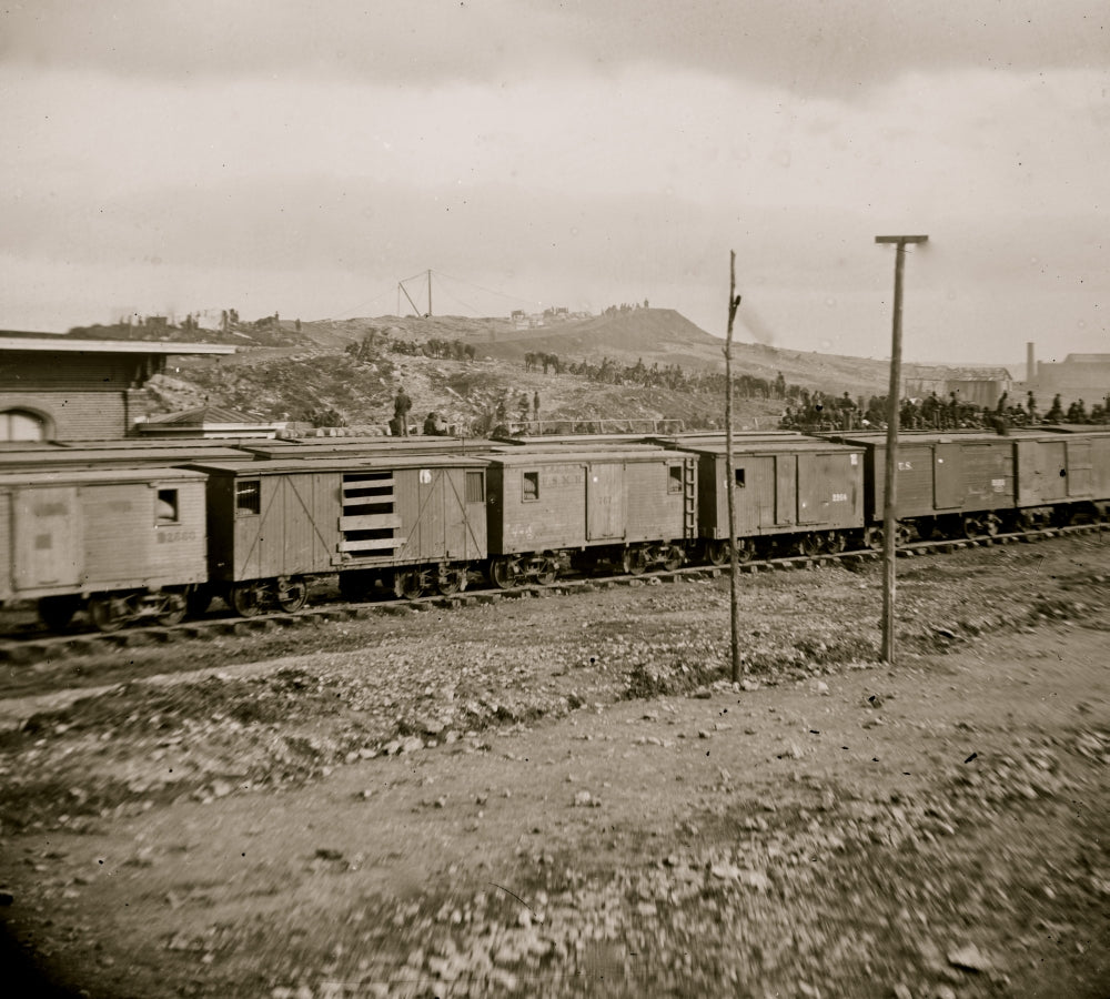 Chattanooga Boxcars and Depot with Federal Cavalry Guard Poster Print