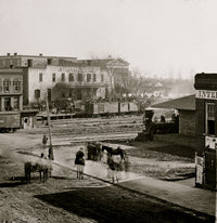 Atlanta Soldiers on Boxcars historic print at railroad depot 1864