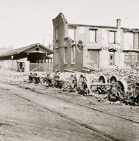 Richmond, Va. Wheels and Burned Railroad Cars Poster Print showcasing historical railroad imagery.