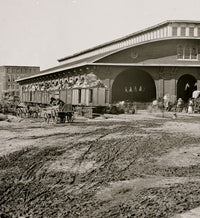 Atlanta Boxcars with Refugees at Railroad Depot Poster Print
