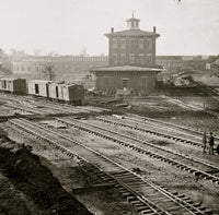 Atlanta Railroad Roundhouse Poster Print showcasing historical railway architecture.