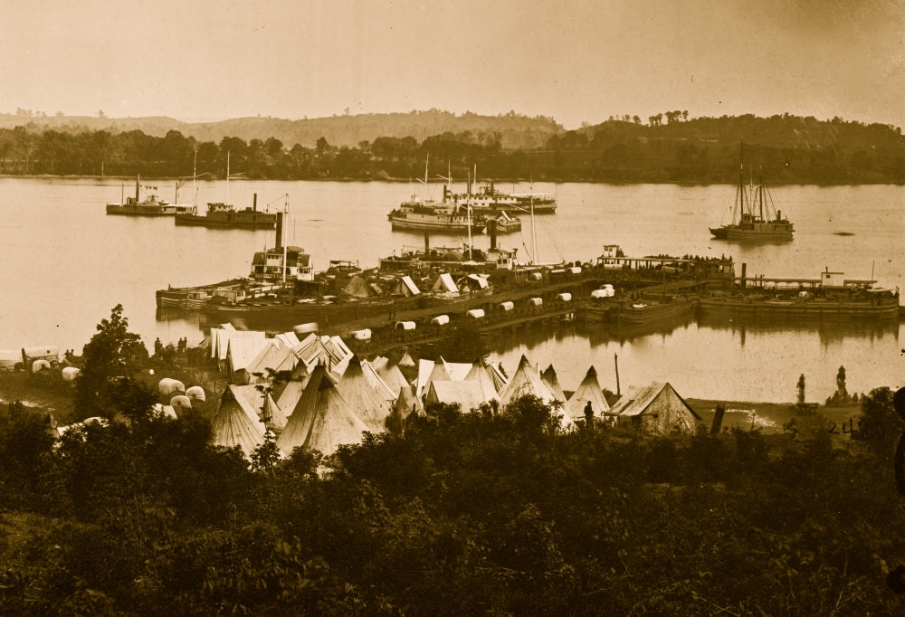Belle Plain Landing, Virginia photo print showing camp and transports at Lower Landing.