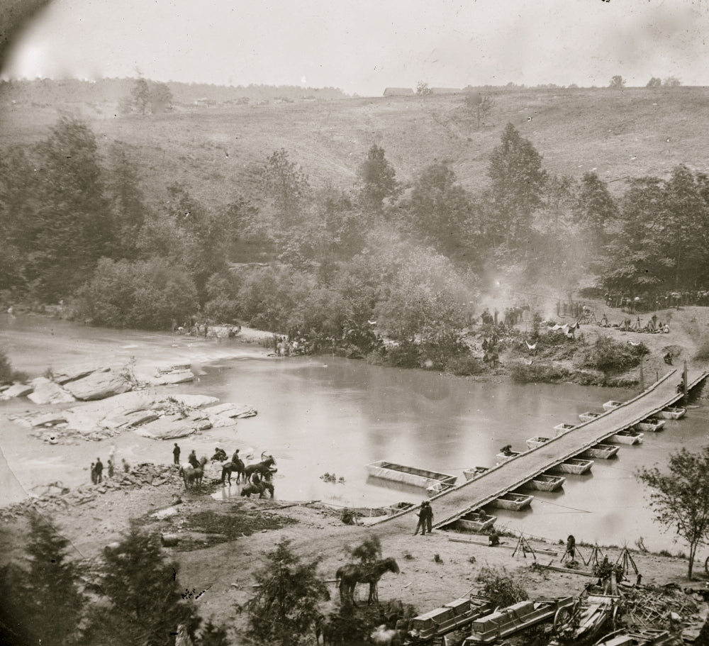 Jericho Mills Virginia canvas print featuring pontoon bridge across North Anna River