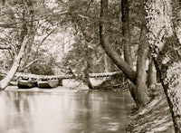 Taylor's Bridge poster print featuring the pontoon bridge over the North Anna River in Virginia.