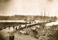 James River Pontoon Bridge Poster Print showcasing serene landscape.