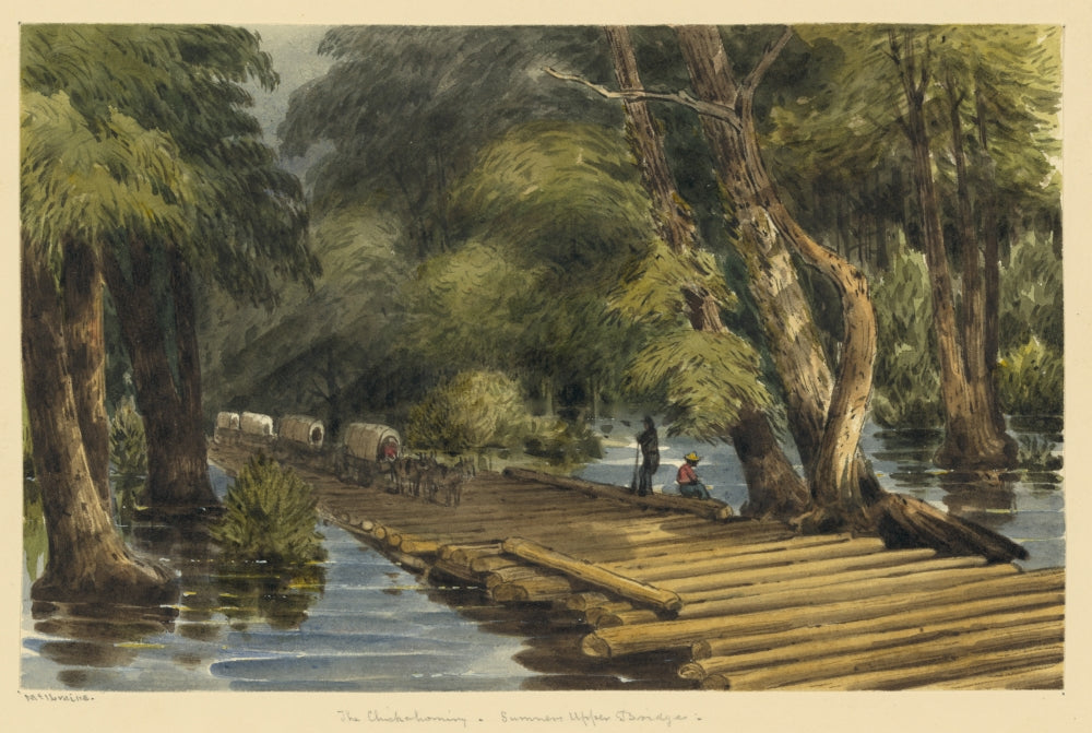 Wagons on a Log Bridge across the Chickahominy River Poster Print
