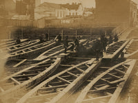 Yard at Alexandria Portable Bridge Trusses Poster Print showcasing construction engineering art.