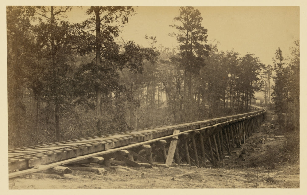 Railroad Bridge with Timber Trestles Poster Print