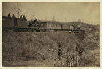 First Train Across Bull Run Bridge Poster Print showcasing historical artwork from 1863.