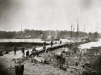 James River Pontoon Bridge Poster Print showcasing serene landscape.