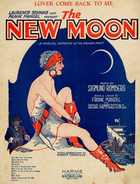 A Musical Romance of the Spanish Main poster print featuring a girl in pirate attire and a ship at sunset.