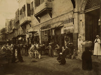 Busy commercial street in Cairo poster print showcasing vibrant urban life.