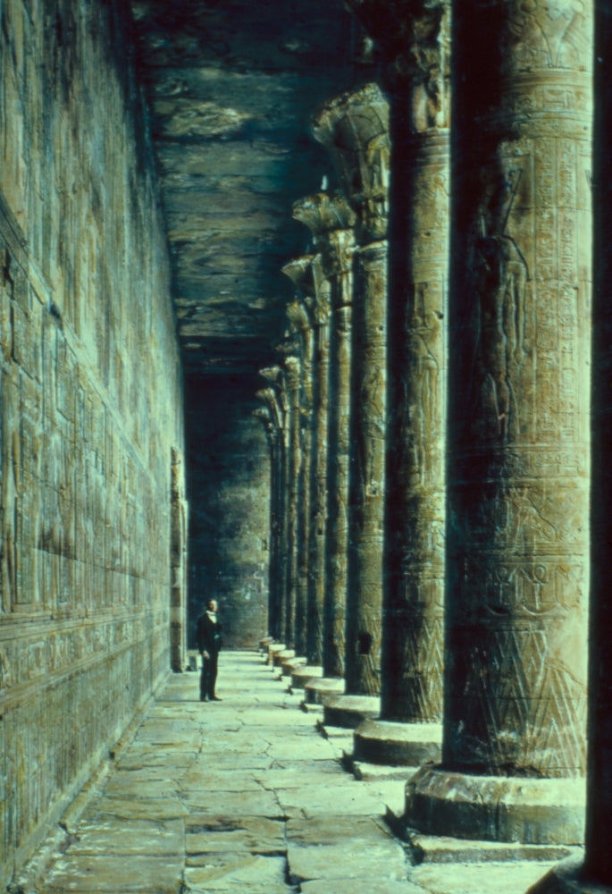 Edfu Colonnade of Temple of Horus Poster Print showcasing ancient Egyptian architecture.