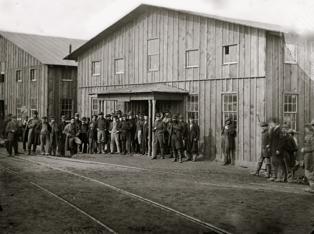 Aquia Creek Landing Poster Print depicting personnel in front of Quartermaster's Office