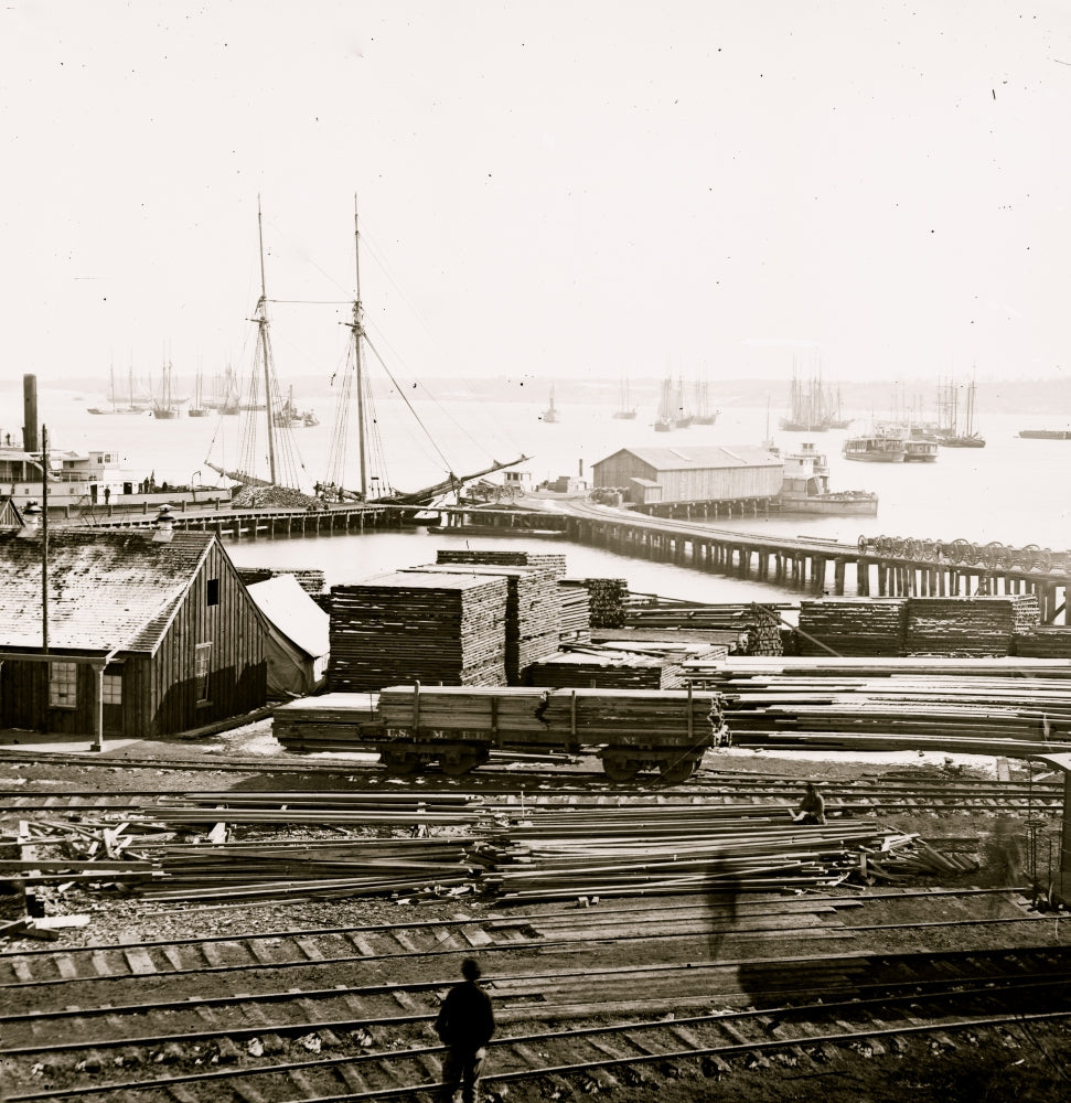 City Point Virginia Ordnance Wharf Poster Print showcasing historical scenery.