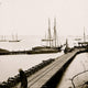 City Point Virginia Wharf Art Print featuring federal artillery and anchored schooners.